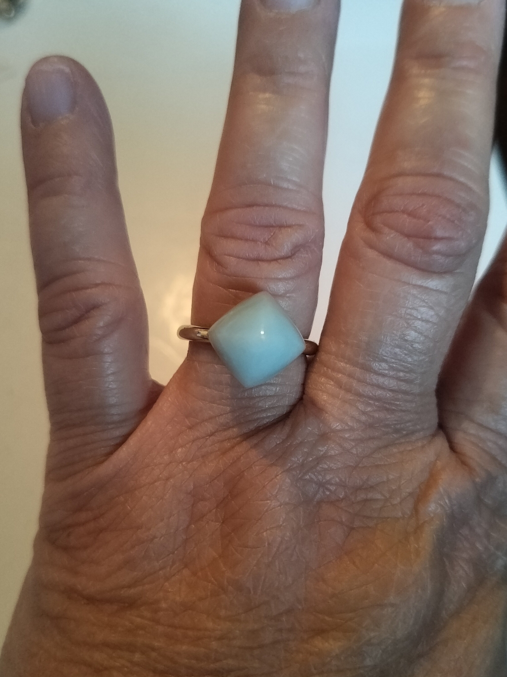 Elegant Michael Kors Light Blue Cushion Stone Ring - Women Jewelry